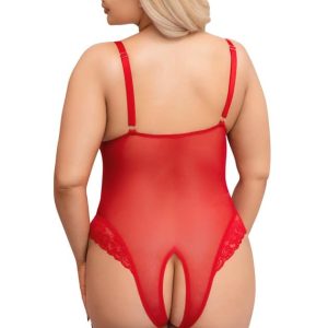 Cottelli CURVES - Verführerischer roter Body ouvert 4XL