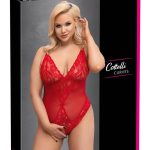 Cottelli CURVES - Verführerischer roter Body ouvert 4XL