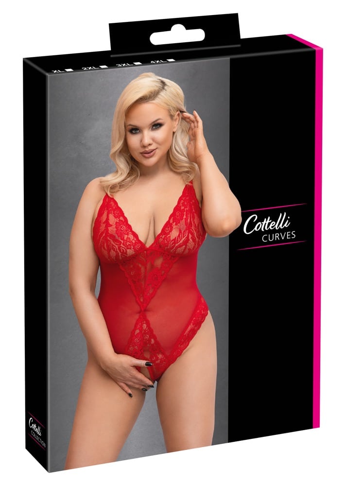 Cottelli CURVES - Verführerischer roter Body ouvert 4XL