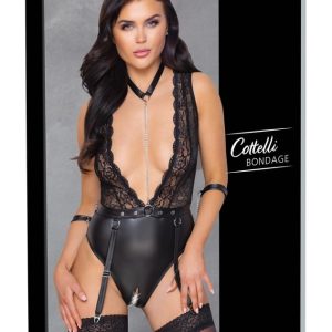 Cottelli BONDAGE - Strapsbody ouvert mit Spitze S