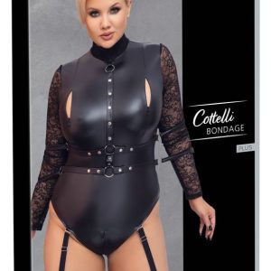 Cottelli BONDAGE PLUS - Body Bondage mit Spitzenärmeln und Armfesseln 4XL