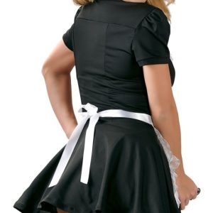 Cottelli COSTUMES Servierkleid S - Süßes Dienstmädchen-Kleid mit Kragen und Rüschen Schwarz/Weiß L