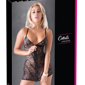 Cottelli LINGERIE - Spitzenkleid mit Wetlook-Streifen M