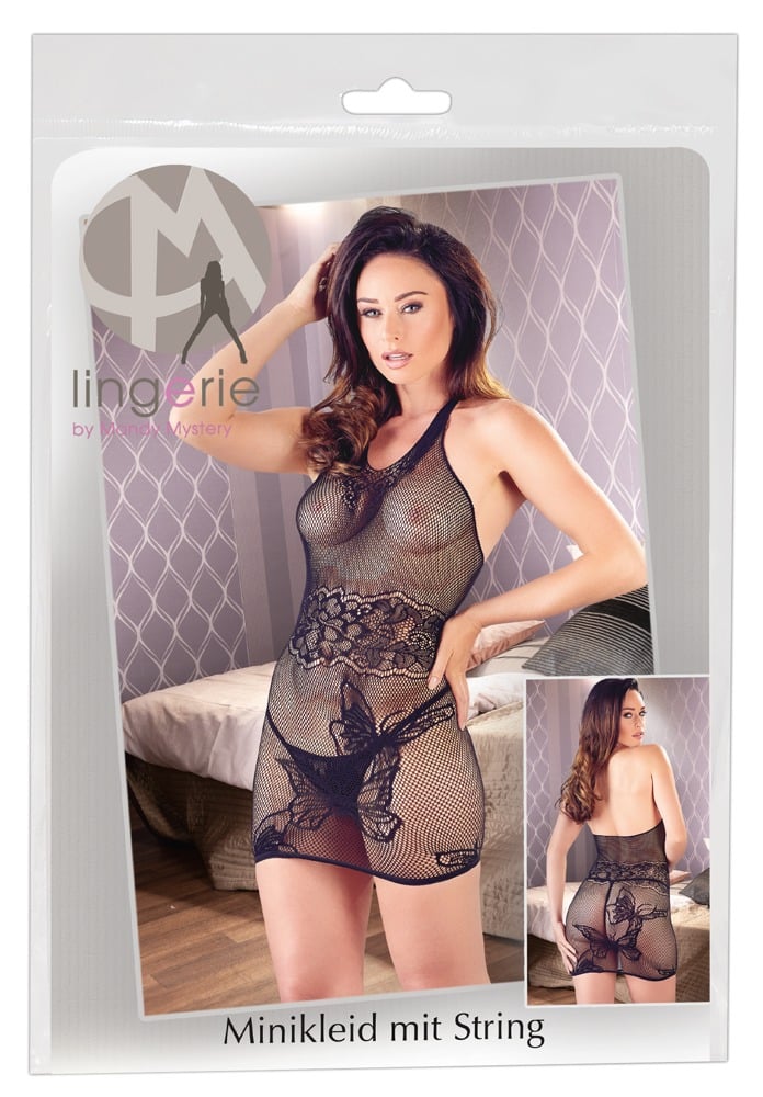 Mandy Mystery lingerie - Netzminikleid mit Spitzeneinsätzen S-L