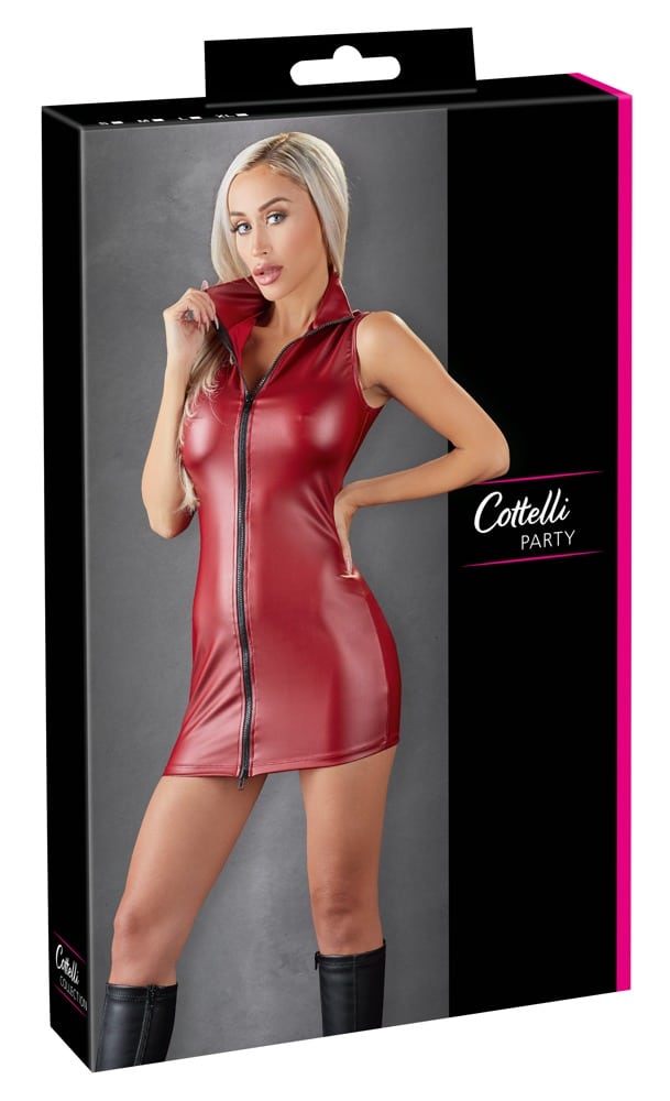 Cottelli PARTY Minikleid Zip S - Enganliegend & tailliert, 2-Wege-Reißverschluss, armfrei mit hohem Kragen S