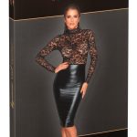 Noir Eleganz Kleid Spitze-Powerwetlook L