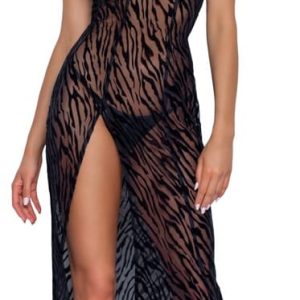 Noir Powernet-Kleid mit Tigerprint S