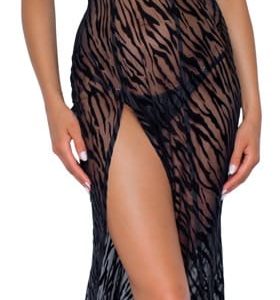 Noir Powernet-Kleid mit Tigerprint M