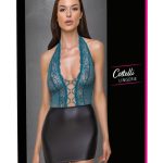 Cottelli LINGERIE - Sinnliches Spitzenkleid Petrol/Schwarz L