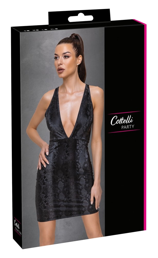 Cottelli PARTY - Schlangenhaut-Kleid Schwarz/Grau XL