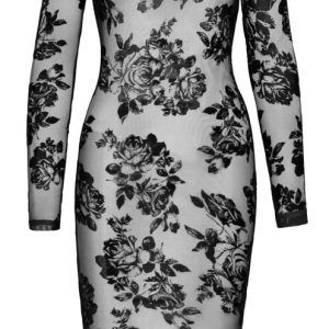 Noir Midi-Kleid mit Floral-Samtflockprint XL