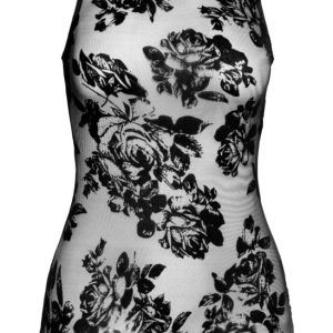 Noir Minikleid - Mondäner Floral-Samtflockprint XL