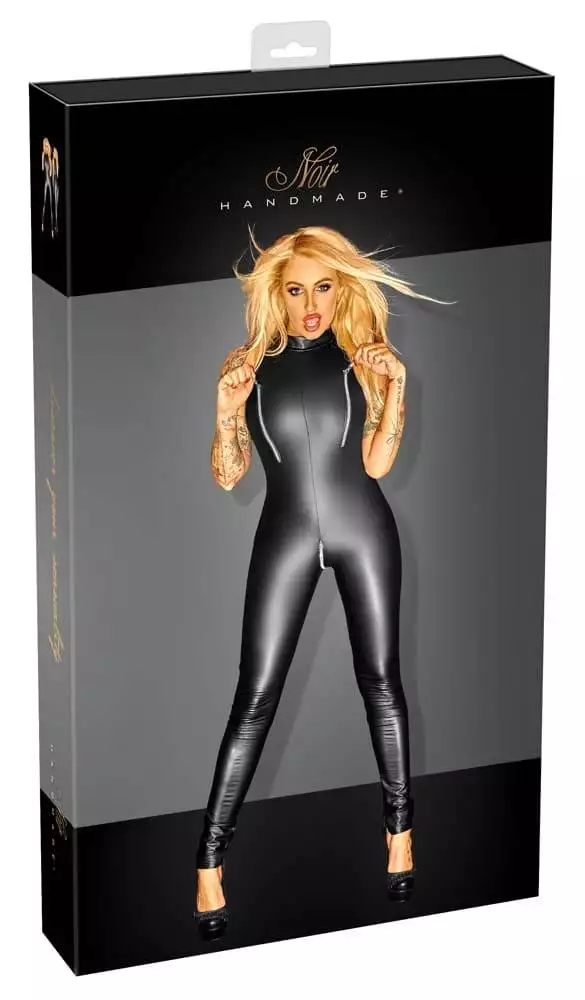 27303161021_verp Noir Wetlook Overall mit Reißverschlüssen - Sitzt wie angegossen! XL