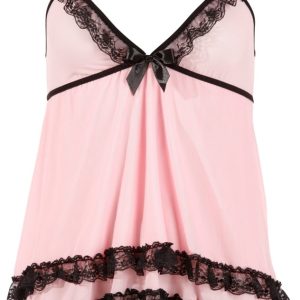 Cottelli LINGERIE - Süßes Betthupferl! Babydoll rosa Rosa/Schwarz 2XL