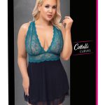 Cottelli CURVES Babydoll petrol - Sinnlicher Style für Auftritte Schwarz/Petrol 4XL