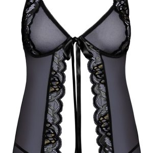 Kissable Elegant Babydoll & String Set Schwarz/Silber/Gold S/M