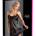 Cottelli LINGERIE - Schwarzes Satin-Negligé S