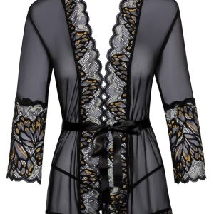 Kissable Kimono Spitze - Exklusiver Style Schwarz/Silber/Gold L/XL