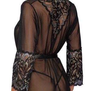 Kissable Kimono Spitze - Exklusiver Style Schwarz/Silber/Gold L/XL