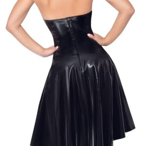 Black Level Lackkleid mit Vokuhila-Rock und V-Dekolleté L