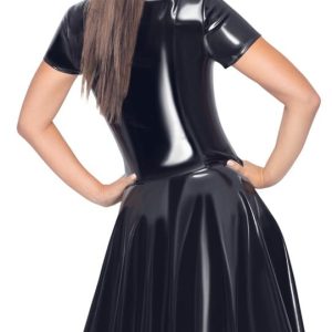 Black Level Lackkleid Zip L - Halbarm-Kleid aus Lack mit Vokuhila-Rock und Metall-Reißverschluss 3XL