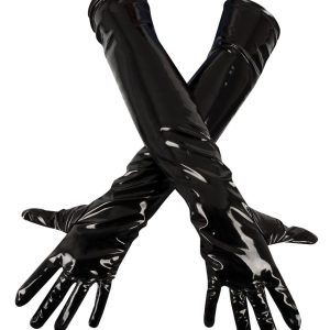 Black Level - Lange Lack Handschuhe mit Stretch-Einsätzen XL