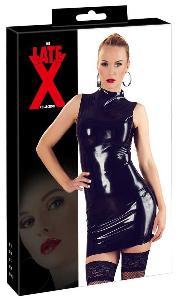 Late X Latex Minikleid - Schwarzes Fetish-Kleid mit Reißverschluss (70 Zeichen) S