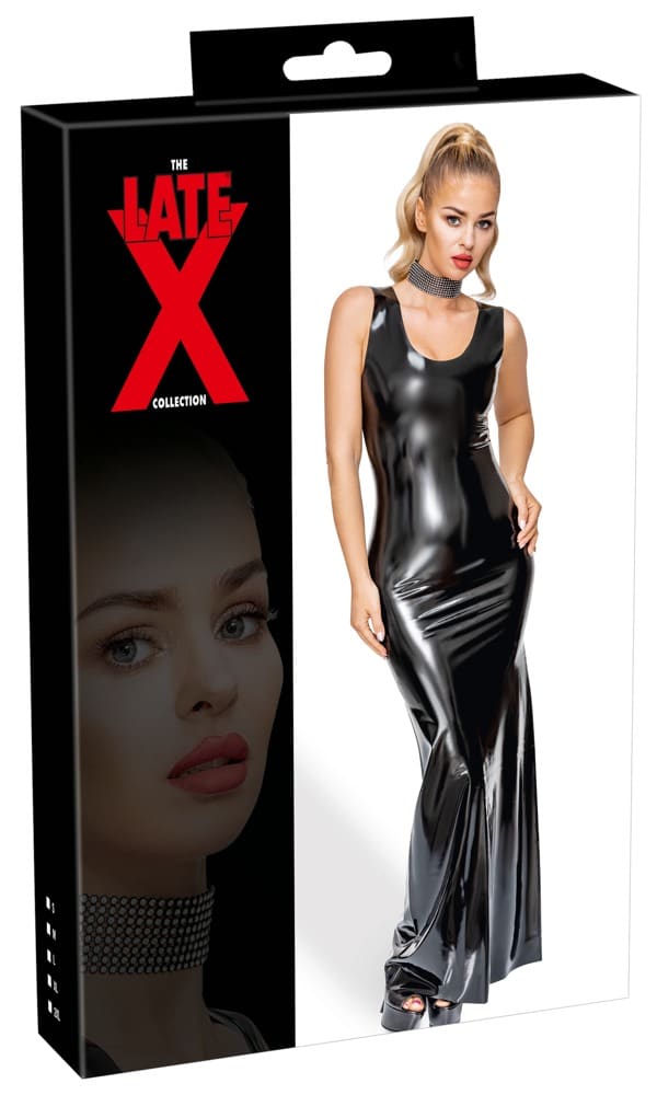 LateX Abendrobe Maxi-Länge - Tailliertes Kleid aus 0,35mm starkem Latex M