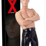 Late X Glänzende Latex Radlerhose mit Penis-Hoden-Hülle 2XL