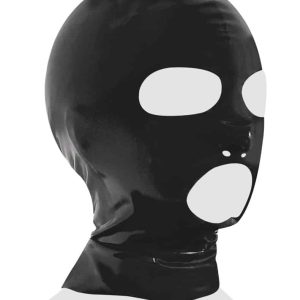 Late X Kopfmaske schwarz, Latex, Nasenlöcher, anatomisch geformt