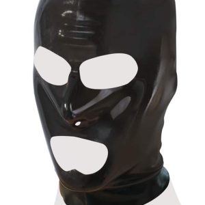 Late X Kopfmaske schwarz, Latex, Nasenlöcher, anatomisch geformt