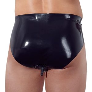 Late X Latex Herren Slip mit aufpumpbarem Anal-Plug M