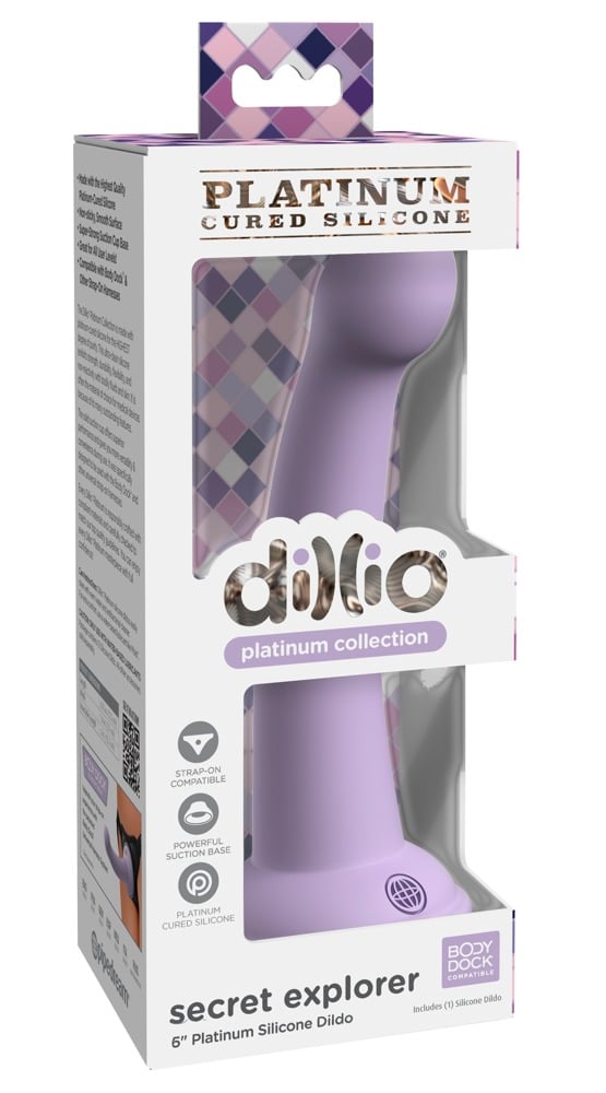 Dillio Platinum Secret Explorer - Biegsamer Dildo mit Saugfuß Purple