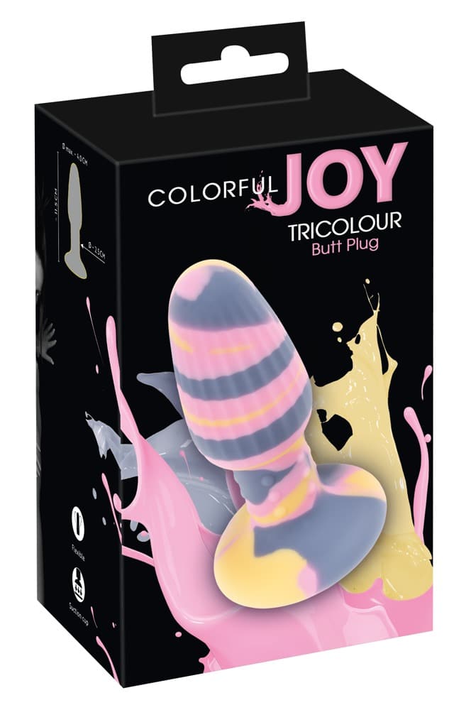 You2Toys Colorful Joy Analplug mit Saugfuß Pink/Grau/Gelb