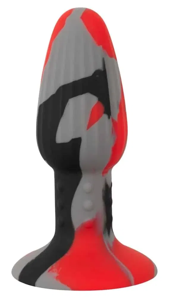 ANOS Bunter Analplug mit Saugfuß Schwarz/Rot/Grau ANOS Bunter Analplug mit Saugfuß Schwarz/Rot/Grau