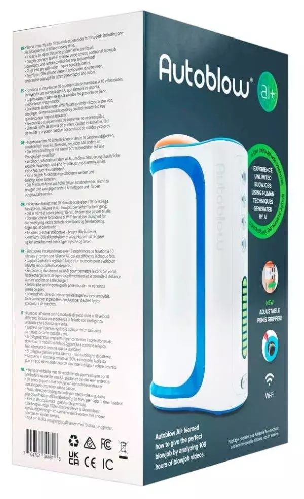 Autoblow AI+ UK Plug - Masturbator mit AI-Modus Weiß/Hautfarben hell