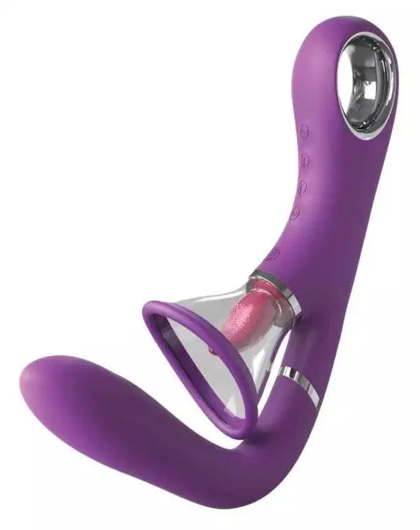 Fantasy For Her - G-Punkt-Vibrator mit Klitoris-Vibrozunge Lila/Transparent