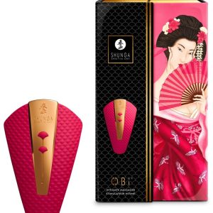 Shunga Obi - Luxuriöser Auflegevibrator für Vulva, Klitoris & Perineum Raspberry