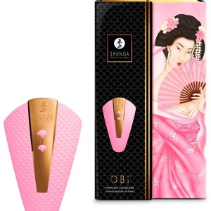 Shunga Obi - Luxuriöser Auflegevibrator für Vulva, Klitoris & Perineum Light Pink