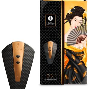 Shunga Obi - Luxuriöser Auflegevibrator für Vulva, Klitoris & Perineum Black