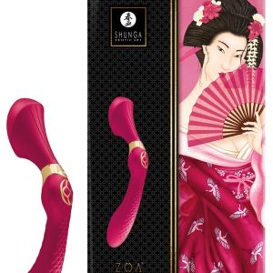 Shunga Zoa - Luxuriöser Massager & Dildo | Ergonomisch geformt | 10 Vibrationsmodi | USB-aufladbar Raspberry