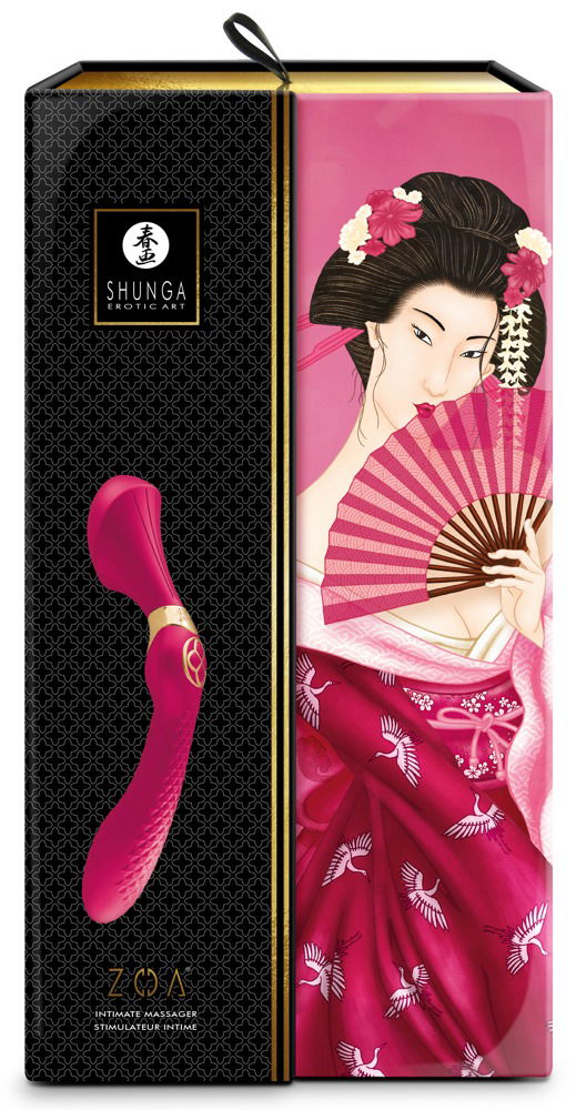 Shunga Zoa - Luxuriöser Massager & Dildo | Ergonomisch geformt | 10 Vibrationsmodi | USB-aufladbar Raspberry