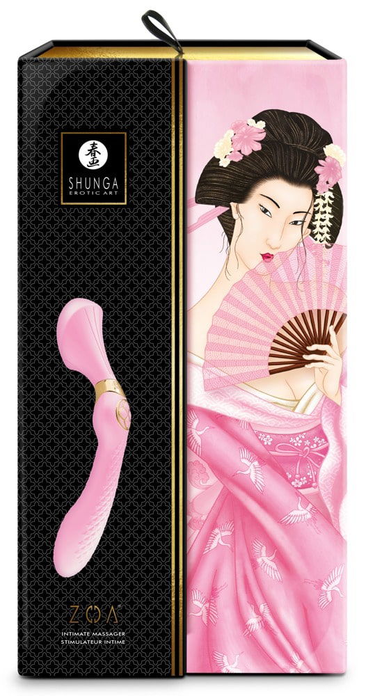 Shunga Zoa - Luxuriöser Massager & Dildo | Ergonomisch geformt | 10 Vibrationsmodi | USB-aufladbar Light Pink