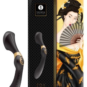 Shunga Zoa - Luxuriöser Massager & Dildo | Ergonomisch geformt | 10 Vibrationsmodi | USB-aufladbar Black