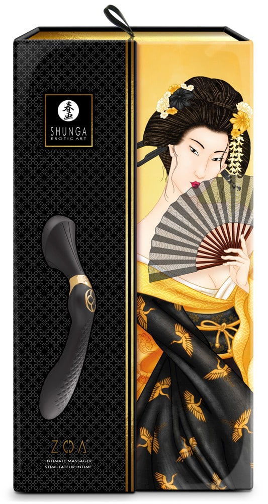 Shunga Zoa - Luxuriöser Massager & Dildo | Ergonomisch geformt | 10 Vibrationsmodi | USB-aufladbar Black