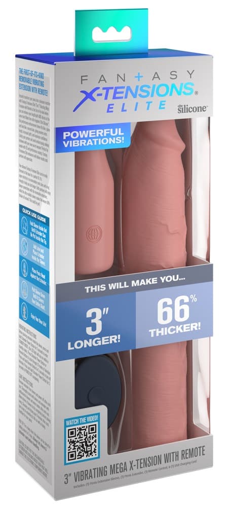 Fantasy X-Tensions Elite - Vibro-Penissleeve 3" Silicone X-tension Light