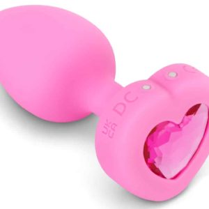 Vibrating Heart Plug S/M Pink