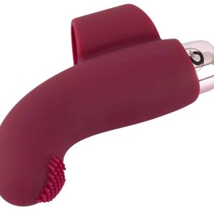 Magic Shiver Fingervibrator - Flexibler Ring, gebogene Spitze, stimulierende Noppen Pflaume/Kupfer