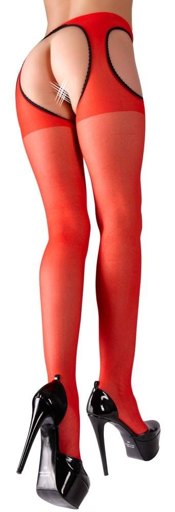 Cottelli LEGWEAR - Strapsgurt-Strumpfhose rot Rot/Schwarz S/M Cottelli LEGWEAR - Strapsgurt-Strumpfhose rot Rot/Schwarz S/M – Rueckseite
