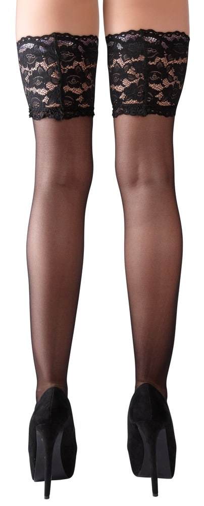 Cottelli LEGWEAR - Verführerische halterlose Strümpfe mit breiter Spitze 2 Cottelli LEGWEAR - Verführerische halterlose Strümpfe mit breiter Spitze 1 – A